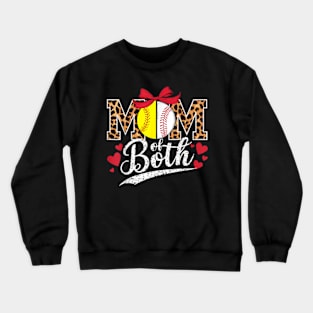 Mom Of Both Leopard Mom Baseball Softball Mother'S Day Women T-Shirt Crewneck Sweatshirt